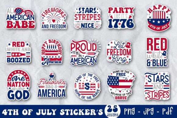 Download 4th of July Printable Stickers Bundle - Premium Bundle