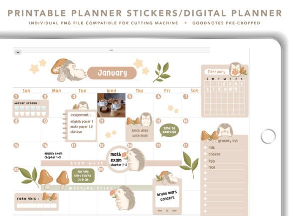 Download Cute Hedgehog Digital Stickers Planner - Premium Resources